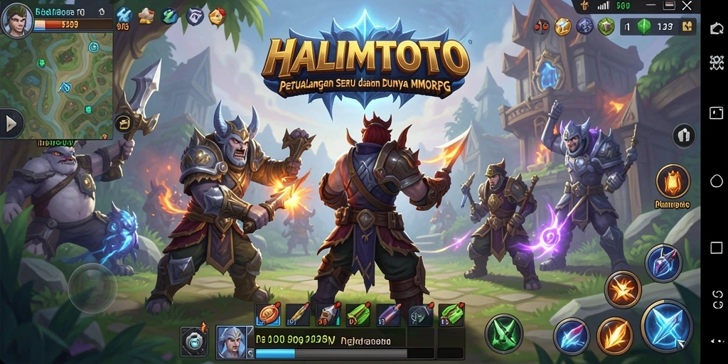Tampilan gameplay HALIMTOTO yang menampilkan pertempuran epik dan lingkungan yang luas.