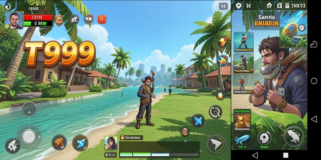 Tangkapan layar utama T9999 menunjukkan gameplay yang santai dan seru.