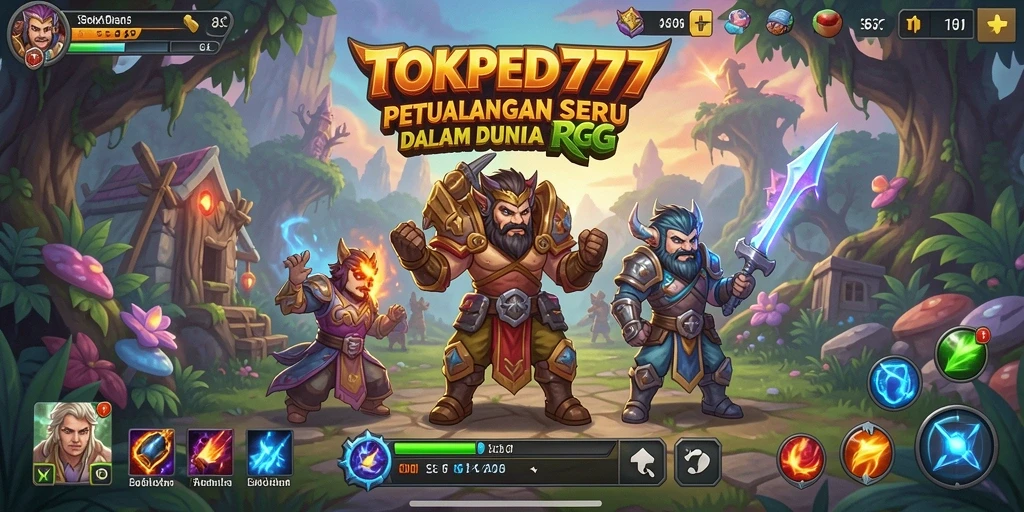 Tangkapan layar menunjukkan karakter dalam pertempuran epik di dunia fantasi RPG.