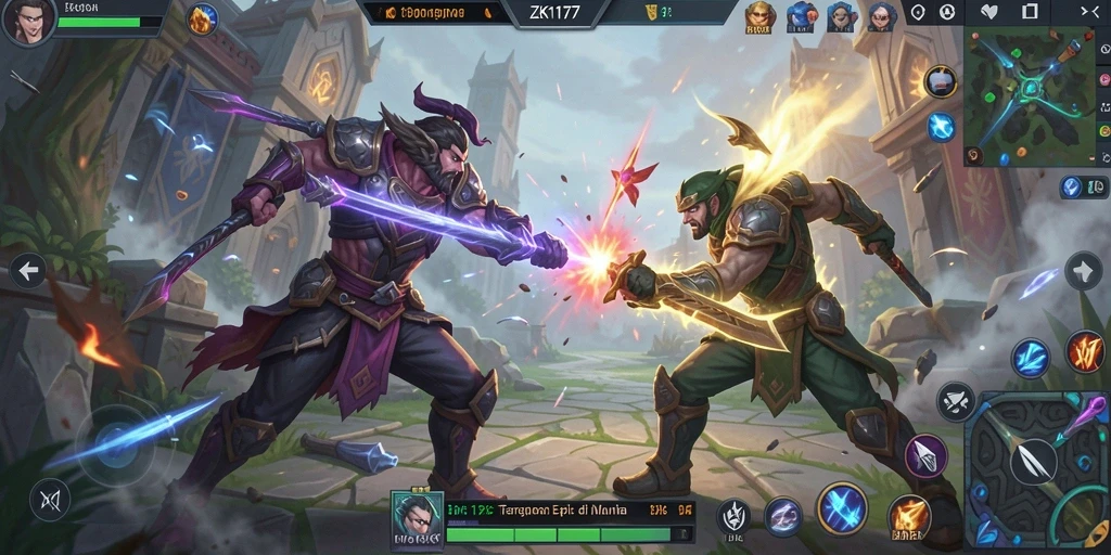 Tangkapan layar gameplay ZK1177 menunjukkan aksi pertarungan yang mendebarkan.
